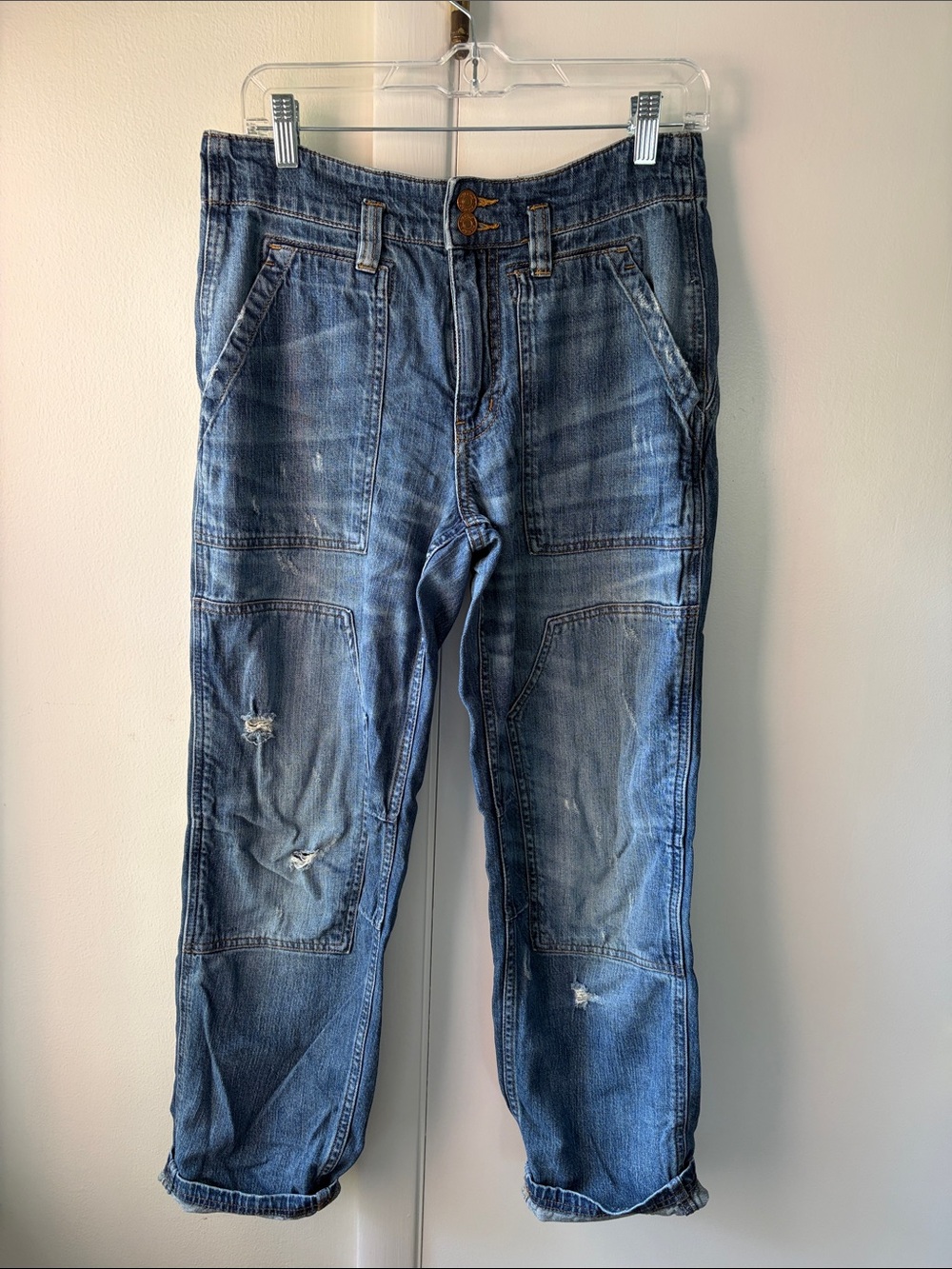 Pilcro Utility Distressed Denim Jeans